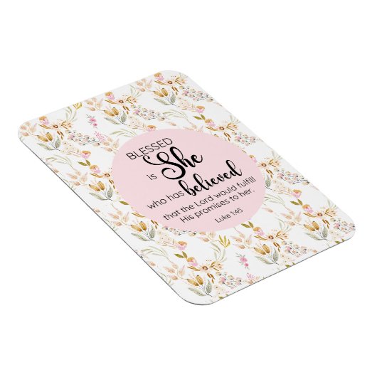 ルカ1:45は賛美彼女の水色ピンクのフローラ マグネット (右側)