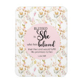 ルカ1:45は賛美彼女の水色ピンクのフローラ マグネット (縦)