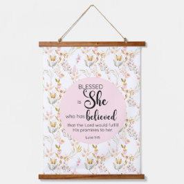 ルカ1:45は賛美彼女の水色ピンクのフローラ 吊り下げ型タペストリー