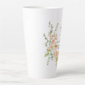 ルカ1:45彼女は賛美春オレンジの花である カフェラテマグ (正面)