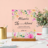 ルカ1:45賛美は女女の聖なる書物、 経典フローラ アクリルサイン (ウェディング)