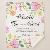 ルカ1:45賛美は女女の聖なる書物、 経典フローラ シェルパブランケット (正面)