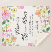 ルカ1:45賛美は女女の聖なる書物、 経典フローラ シェルパブランケット (正面(横))