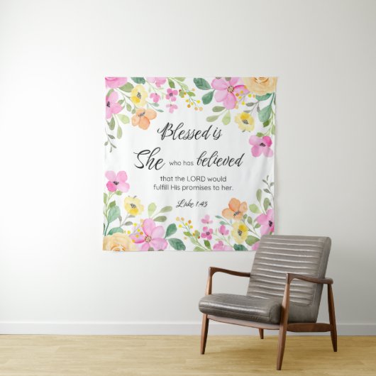 ルカ1:45賛美は女女の聖なる書物、 経典フローラ タペストリー (インサイチュ)