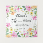 ルカ1:45賛美は女女の聖なる書物、 経典フローラ タペストリー (正面)