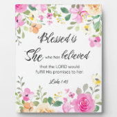 ルカ1:45賛美は女女の聖なる書物、 経典フローラ フォトプラーク (正面)