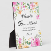 ルカ1:45賛美は女女の聖なる書物、 経典フローラ フォトプラーク (側面)