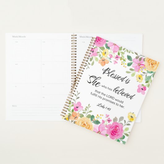 ルカ1:45賛美は女女の聖なる書物、 経典フローラ プランナー手帳 (ディスプレー)