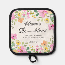 ルカ1:45賛美は女女の聖なる書物、 経典フローラ 鍋敷き