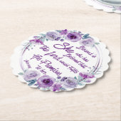 ルカ1:45賛美は彼女の紫のフローラ ペーパーコースター (アングル)