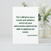 ルカ21:15 KJVバイブル聖句フラットグリーティングカード カード (スタンド正面)