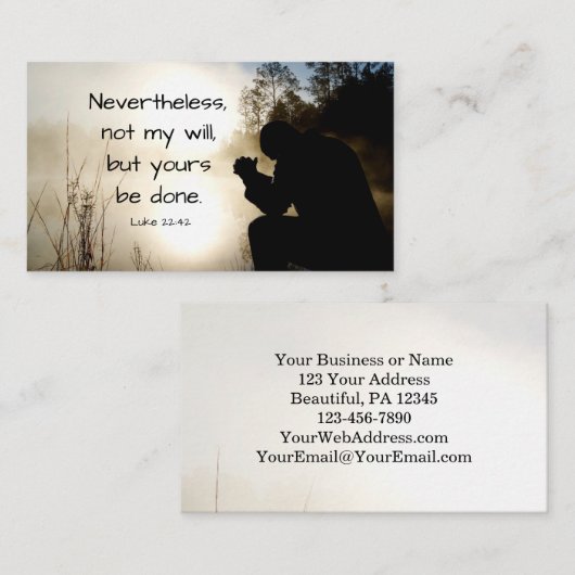 ルカ22:42わたしの意志ではなく、あなた方の意志が行われる、聖書 名刺 (正面/裏面)