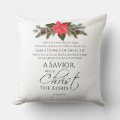 ルカ2:10-11ポインセチア・クリスマス・聖なる書物、 経典 クッション (正面)