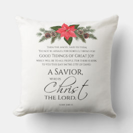 ルカ2:10-11ポインセチア・クリスマス・聖なる書物、 経典 クッション