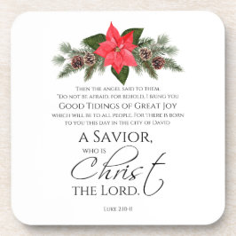 ルカ2:10-11ポインセチア・クリスマス・聖なる書物、 経典 コースター