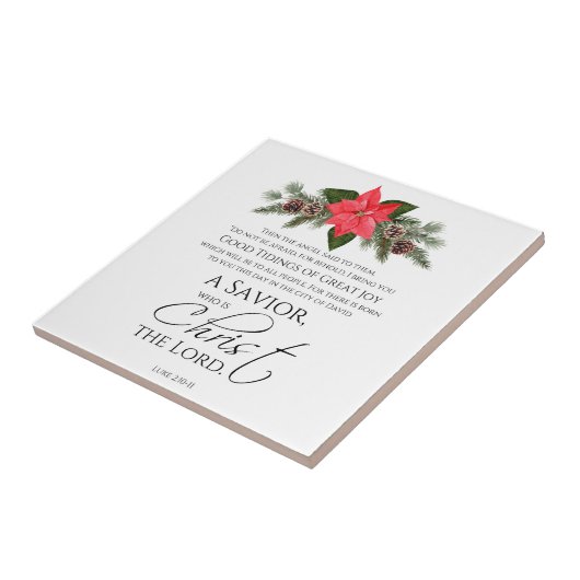 ルカ2:10-11ポインセチア・クリスマス・聖なる書物、 経典 タイル (側面)