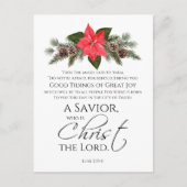 ルカ2:10-11ポインセチア・クリスマス・聖なる書物、 経典 ポストカード (正面)