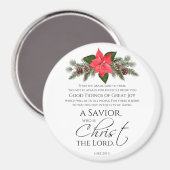 ルカ2:10-11ポインセチア・クリスマス・聖なる書物、 経典 マグネット (正面/裏面)