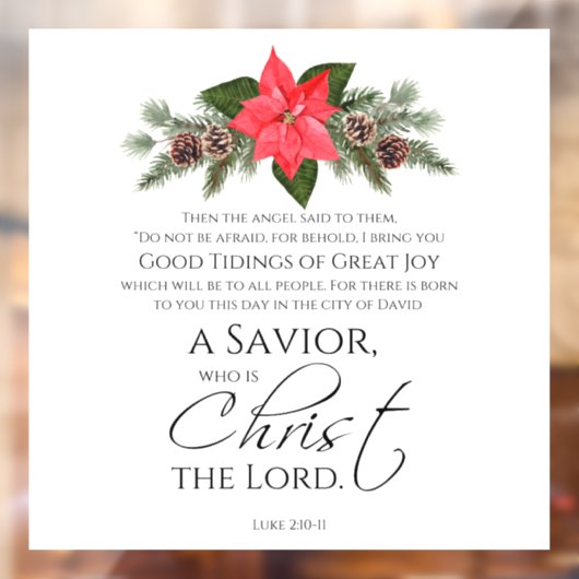 ルカ2:10-11良い知り合いポインセチア・クリスマス ウィンドウサイン (シート2)