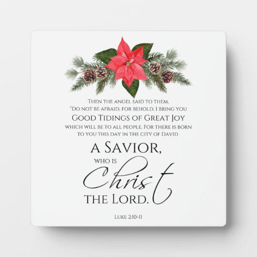 ルカ2:10-11良い知り合いポインセチア・クリスマス フォトプラーク (正面)