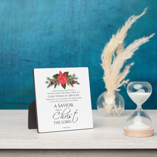 ルカ2:10-11良い知り合いポインセチア・クリスマス フォトプラーク (インサイチュ)