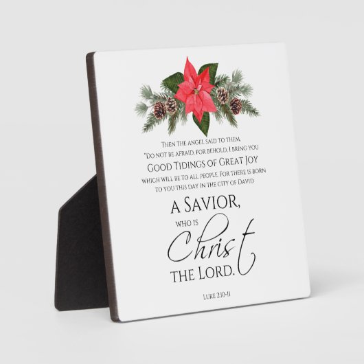 ルカ2:10-11良い知り合いポインセチア・クリスマス フォトプラーク (正面)