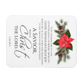 ルカ2:10-11良い知り合いポインセチア・クリスマス マグネット (横)