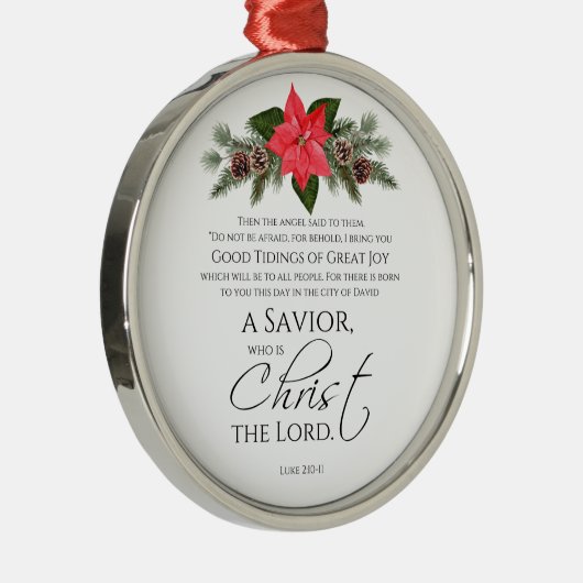 ルカ2:10-11良い知り合いポインセチア・クリスマス メタルオーナメント (右)