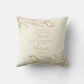 ルカ2:11クリスチャン聖なる書物、 経典金ゴールドメリークリスマス クッション (裏面)