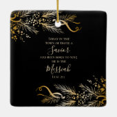 ルカ2:11聖なる書物、 経典エレガント金ゴールドメリークリスマス セラミックオーナメント (裏面)