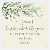 ルカ2:11聖なる書物、 経典カスタムパインモダンクリスマス スクエアシール (正面)