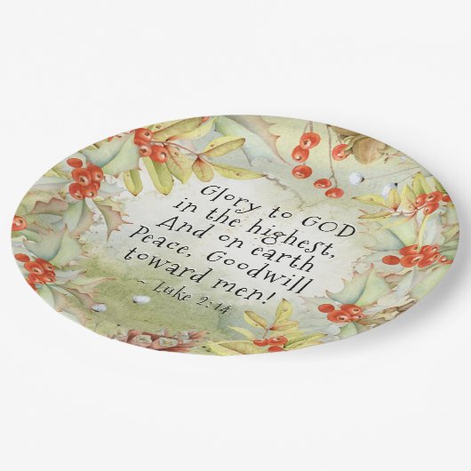 ルカ2 14最高のクリスマスで神に栄光 ペーパープレート (アングル)