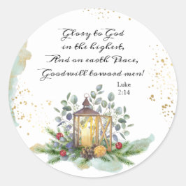 ルカ2:14最高のクリスマスに神に栄光を ラウンドシール