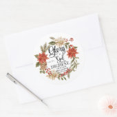 ルカ2:14神への栄光クリスマス金ゴールドフローラ ラウンドシール (封筒)