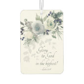 ルカ2:14 "神への栄光"ホワイトローズクリスマス カーエアーフレッシュナー (裏面)
