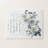 ルカ2:14 "神への栄光"ホワイトローズクリスマス ジグソーパズル (横)