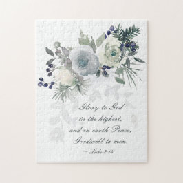 ルカ2:14 "神への栄光"ホワイトローズクリスマス ジグソーパズル