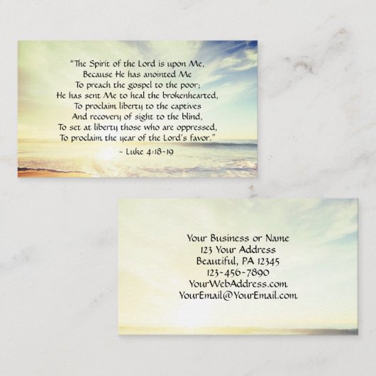 ルカ4:18-19, "主の霊は私に臨む" 名刺 (正面/裏面)
