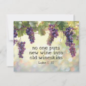 ルカ5:37古いワインズキンスのバイブルカードに新しいワイン (正面)