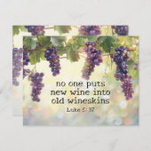 ルカ5:37古いワインズキンスのバイブルカードに新しいワイン (正面/裏面)