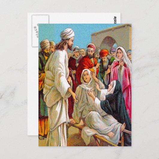ルカ7:11-17イエスは死んだ人を命のポストに連れて行く ポストカード (正面/裏面)