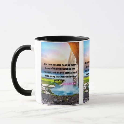 ルカ7:21 KJVバイブル聖句Pic 2-Tone Mug マグカップ (左)