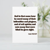 ルカ7:21 KJV聖書聖なる書物、 経典挨拶 カード (スタンド正面)