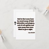 ルカ7:21 KJV聖書聖なる書物、 経典挨拶 カード (正面/裏面インサイチュ)