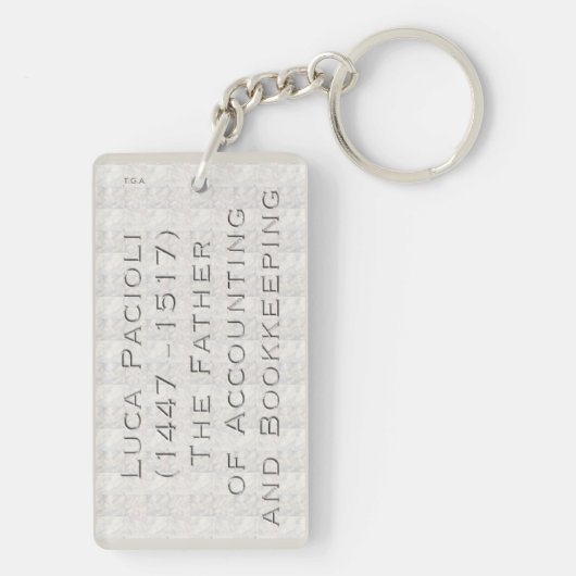 "ルカ・パキョリ – 会計の父" キーホルダー (裏面)