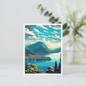 ルガノスイスアートヴィンテージ旅行イラストレーション ポストカード (スタンド正面)