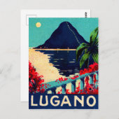 ルガノレイク，スイス，ホテルテラスビュー ポストカード (正面/裏面)