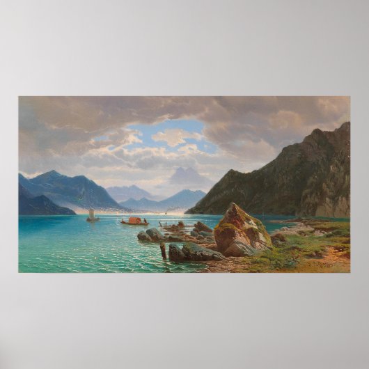 ルガノ湖[1859] by Fransois Roffiaen (1820-1898) ポスター (正面)