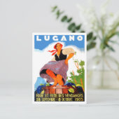 ルガノ,イタリア,女の子はワインを作っている,ヴィンテージ ポストカード (スタンド正面)