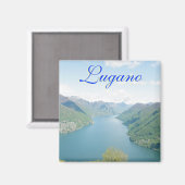ルガノ、スイス・スクエアマグネット マグネット (正面/裏面)